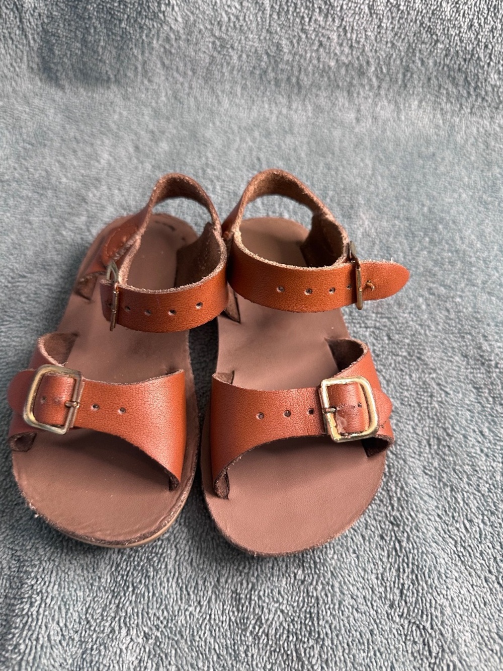 Sun Sans Toddler Sandals Size 6 | Brown Buckle Strap | Summer Shoes